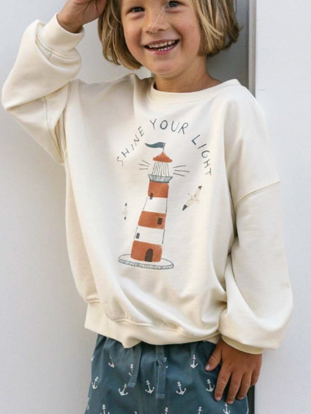 Rylee and Cru Sweatshirt in Ivory Lighthouse - Size 18-24 months